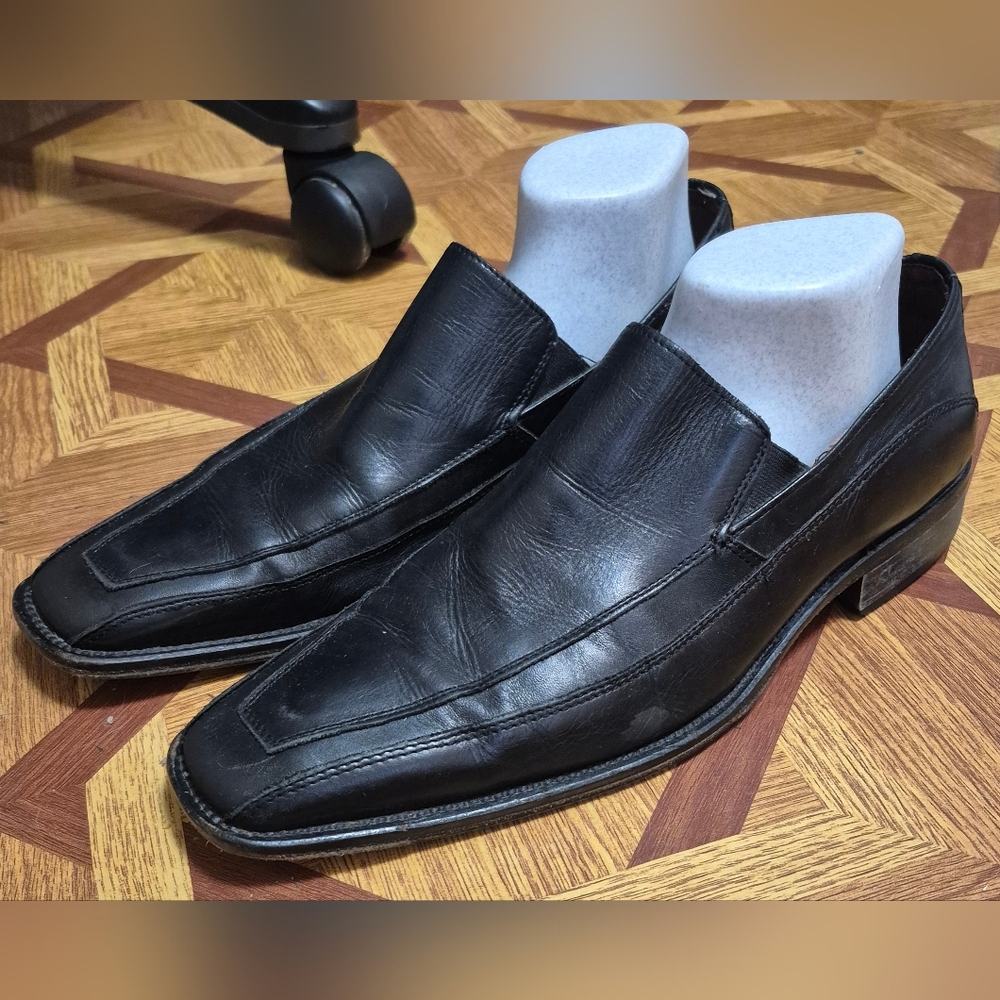 NICOLA BENSON Men's La. Artigiana Black Leather Loafer Shoes EUR 43; US 10